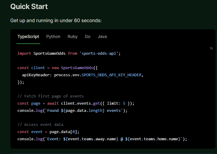 Odds Api Introducing the SportsGameOdds SDKs - Sports Game Odds - Odds API and Data